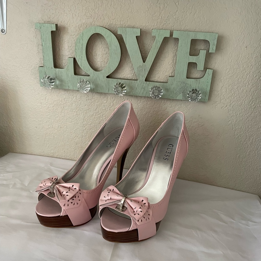Guess Shoes. Heels. Size 9M. Light pink. Great used condition.